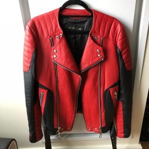 Men Handmade Vintage H&M x Balmain Jacket Biker